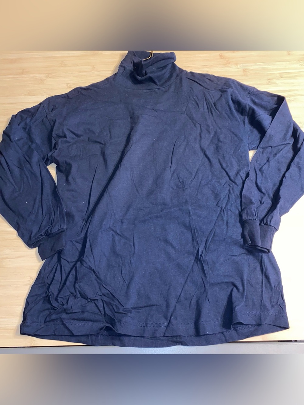1990’s Vintage Long Sleeve Turtleneck Shirt Navy Blue Extra Large Men’s